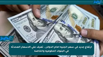 ارتفاع جديد في سعر الجنيه أمام الدولار.. تعرف على الأسعار المحدثة في البنوك الحكومية والخاصة
